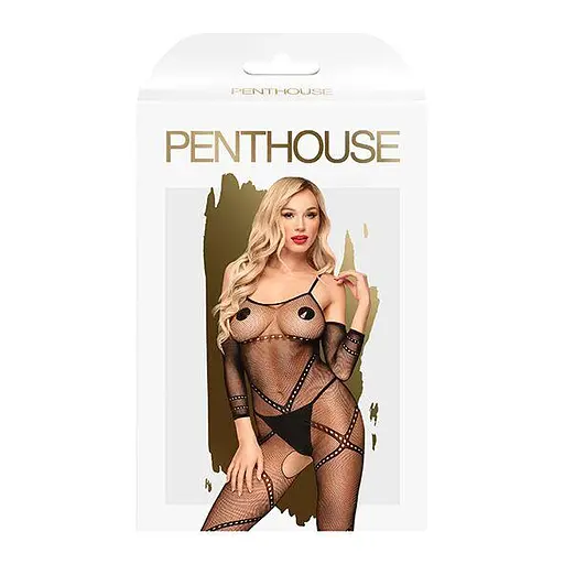 Бодистокинг с контрастным узором Penthouse - Under Arrest Black S/M/L - фото 3