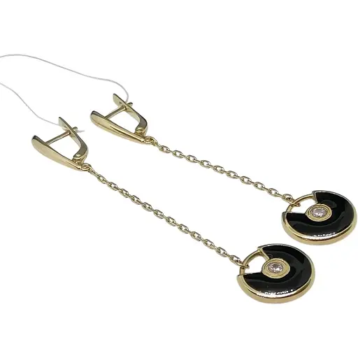 Золоті сережки Імперія золота з фіанітами і емаллю. СВ790И