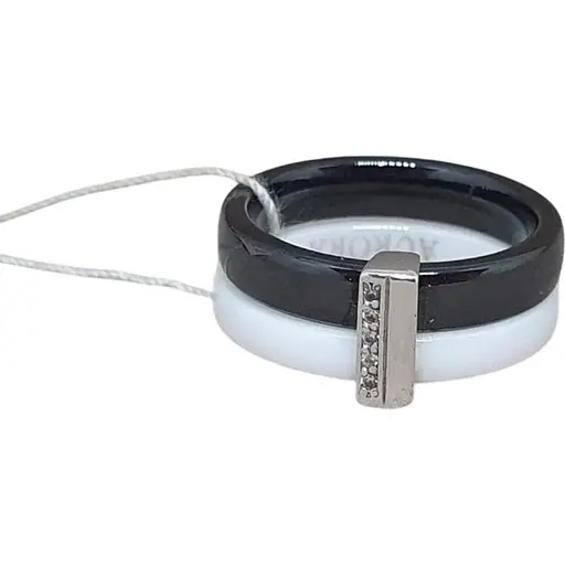Серебряное кольцо Aurora с керамикой и фианитами. С1104ЧБ 18