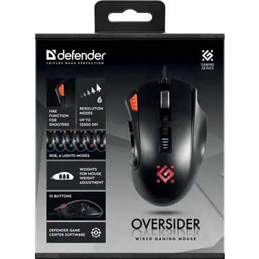 Игровая мышь Defender Oversider GM-917 RGB (12000dpi) 12 кнопок (Черная) - фото 7