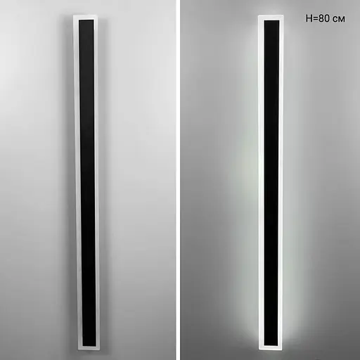 Сучасні лінійні бра в чорному корпусі 80 см Арт. WB 19/800 BK Line F - фото 5