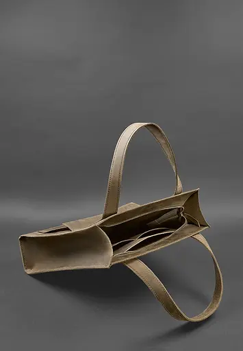 Шкіряна жіноча сумка шоппер Бетсі з кишенею темно-коричнева - фото 6