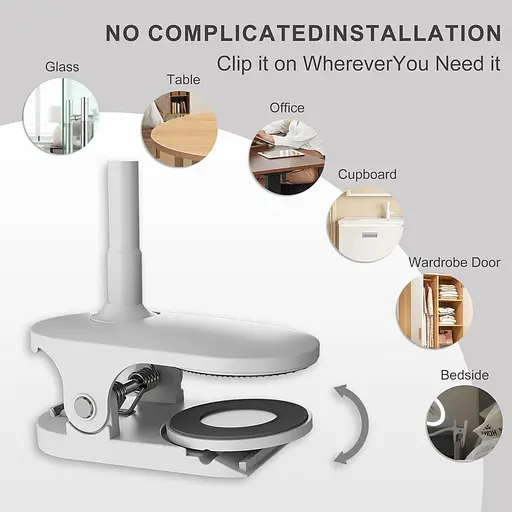 6,5-дюймовое зеркало для бритья с подсветкой, 10-кратное зеркало с гусиной шеей, портативное зеркало для макияжа - фото 5