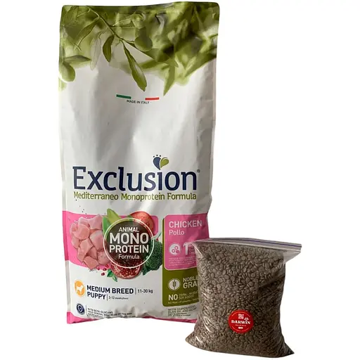 Корм Exclusion Puppy Chicken Medium Breed для цуценят середніх порід із куркою 1кг (на вагу) - фото 1