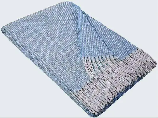 Плед бавовняний Vladi Валенсія Верона 140х200 біло-яскраво.блакитний (1037) - фото 1