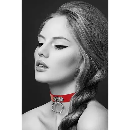 Чокер с кольцом для поводка Bijoux Pour Toi - Fetish Red