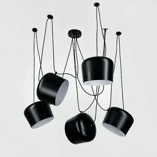 Светильник на 5 металлических плафонов с культовым дизайном Line F | Ст. MJ92/5 BK - фото 4