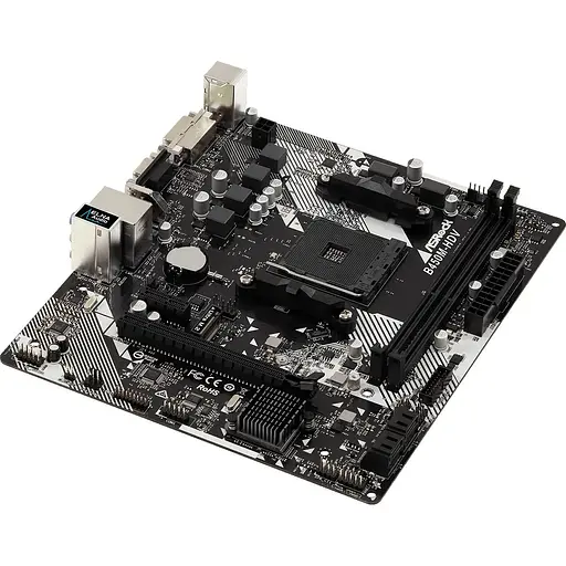 Материнская плата AsRock AM4 (B450) B450M-HDV R4.0, B450, 2xDDR4, Int.Video(CPU), 4xSATA3, 1xM.2, 1xPCI-E 16x 3.0, 1xPCI-E 1x8. 6xUSB3.1/4xUSB2.0, VGA/DVI-D/HDMI, mATX - фото 3