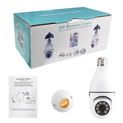 Панорамна IP WiFi камера відеоспостереження Kerui лампочка CAMERA CAM L1 E27 WIFI IP 360/90 біла - фото 7