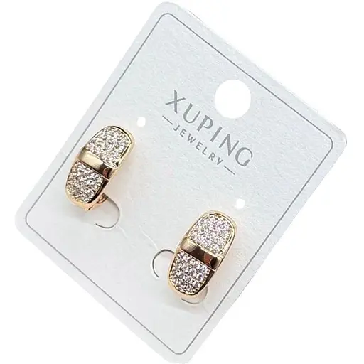 Cережки овальні Xuping з камінчиками гіпоалергенні під золото - фото 1