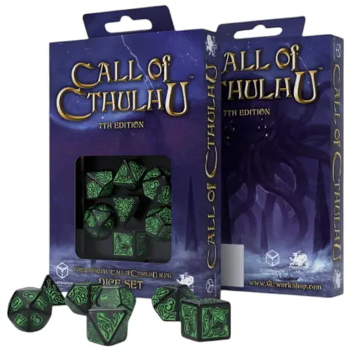 Набір кубиків Call of Cthulhu 7th Edition Black & green Dice Set , 7 шт. (SCTR06)
