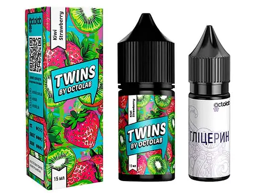 Набор компонентов для самозамеса солевой заправки TWINS 30 мл Kiwi Strawberry Киви Клубника, 0-65 мг (18284)