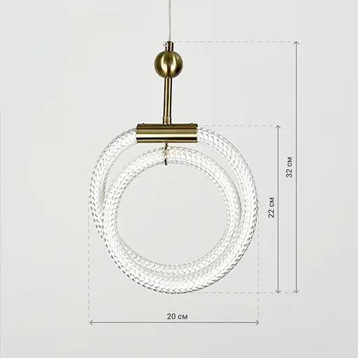 Латунний підвіс із двома завитками обплетеного неону 24 Вт | Арт. MJ 201-300 AB | Line F - фото 7