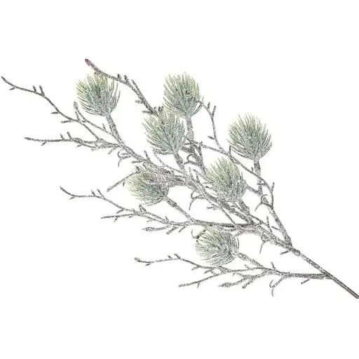 Декоративная ветка 51 см Искусственные материалы для декора и флористики с эффектом морозного напылени - фото 1