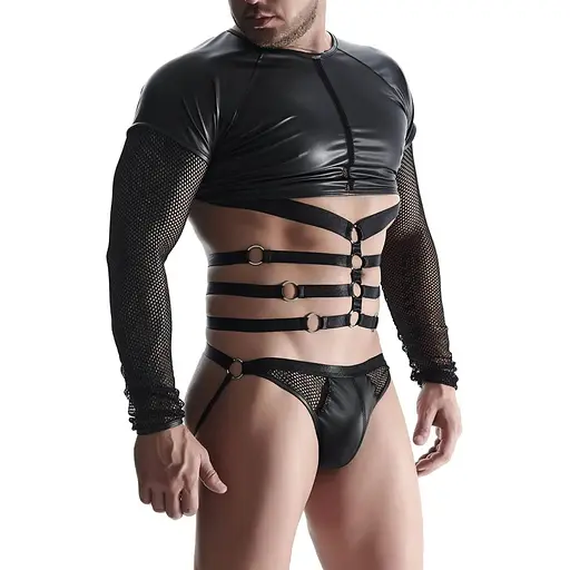 Топ із довгими рукавами Regnes Fetish Planet Wetlook L (чорний)