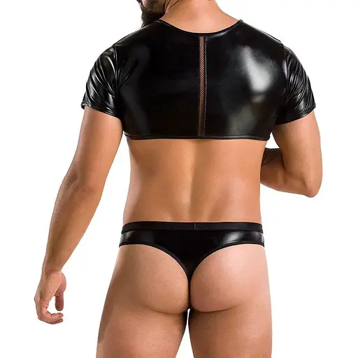 Комплект мужского белья Passion 057 Set Peter L/XL Black, кроп-топ, стринги - фото 2