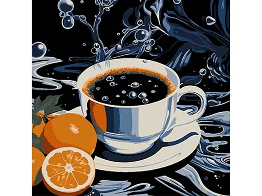 Картина по номерам Strateg Кофе с цитрусовыми нотками на черном фоне (30х30 см)