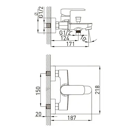Змішувач для ванни 35 мм cromo Volle Fiesta 1534.030101 Хром - фото 2