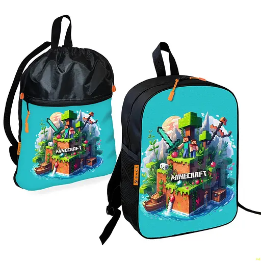 Школьный рюкзак детский Minecraft + Сумка для обуви спортивной формы рюкзак-мешок для мальчика (01730)