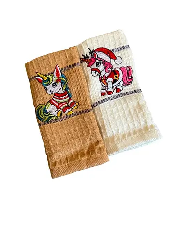 Набір 2 вафельних рушників Nilteks кухонні 40х60 см festive різнобарвний TC303376110 - фото 2