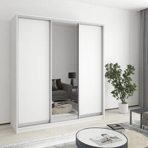 Шафа-купе тридверна MebelStar Стандарт AL 2ДСП/Дзеркало 190x60x210 см Аляска білий (MBS-2897)