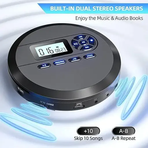 Портативний програвач компакт-дисків MP111B з динаміками та FM-передавачем - фото 2