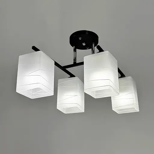 Прямокутний плафонний світильник на 4 лампи в чорному корпусі 43х29 см | Арт. 6944/4 BK+CH | Line F - фото 4