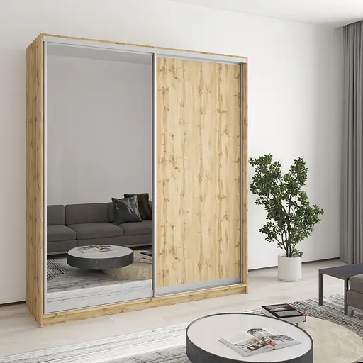 Шафа-купе дводверна MebelStar Уні AL ДСП/Дзеркало 180x60x210 см Дуб тахо (MBS-3505)