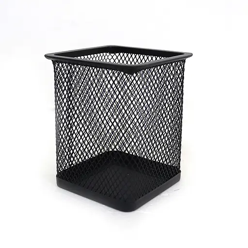 Подставка для ручек металлическая Квадратная, 8x8x9.5 см, черная