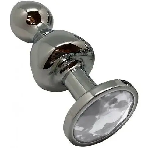 Металлическая анальная пробка Wooomy Lollypop Double Ball Metal Plug L