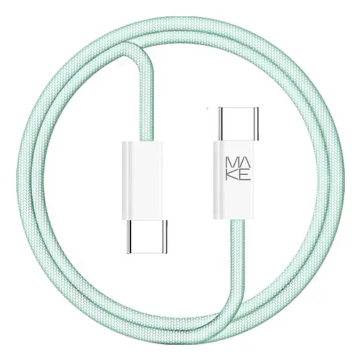 Кабель MAKE Type-C to Type-C PD 65W 1м Nylon Green - фото 1
