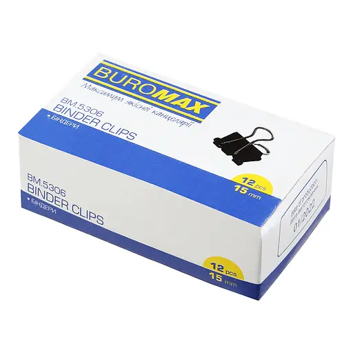 Биндер-зажим для бумаги, 15 мм, черный, BM.5306 BUROMAX (4823078947505) - фото 1