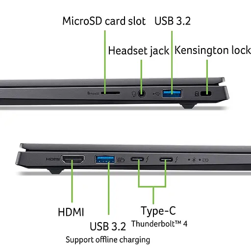 Ноутбук Acer Swift X 14 SFX14-73G 14.5" 2.8K OLED Intel U7-255H 16GB F1TB NVD5050-8 Win11 сірий - фото 2
