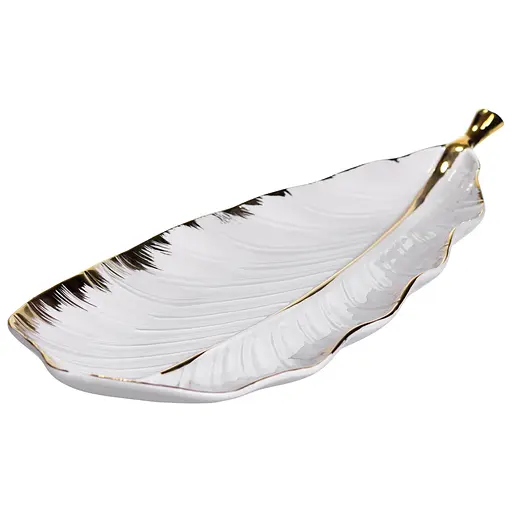 Фарфоровое блюдо для сервировки стола 45×16.5×3 (см) блюдо для подачи закусок Белый с золотом Yiwu CJY-175 - фото 3