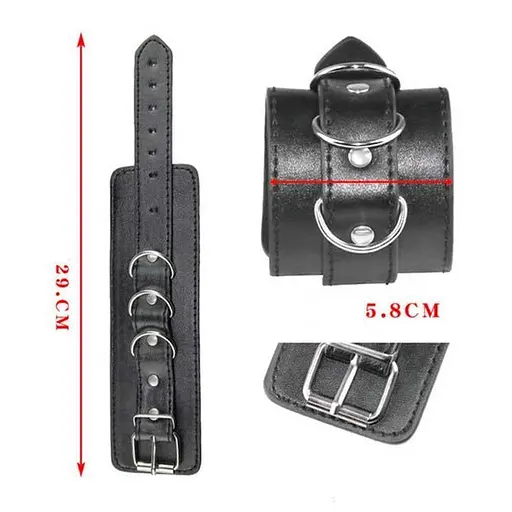 Элегантные кожаные наручники BDSM очарование и контроль One size Черный K000315 - фото 4