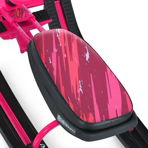 Снігокат MS 1778-5 Низька рама, м'яке сидіння з екошкіри 45х21см (2 положення), кермо, металопластик, чорно-рожева - фото 4