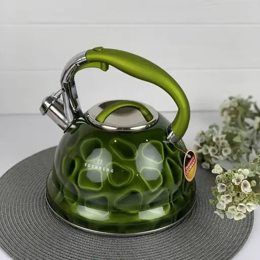 Чайник из нержавеющей стали 3.0 л для индукционной плиты Edenberg EB-1910 зеленый - фото 3