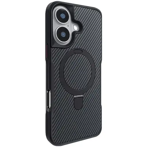 Чехол Epik TPU+PC Metal Buttons with MagSafe Carbon Ring для Apple iPhone 16, 6.1 Черный