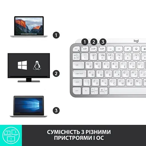 Клавиатура Logitech MX Keys Mini Wireless Illuminated Pale Grey (920-010499) - фото 7