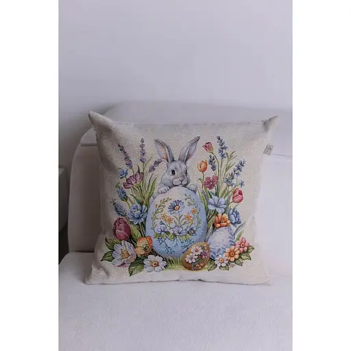 Подушка Прованс Соцветия Зайчонок с писанкой гобеленовая 45х45 см (44298) - фото 3