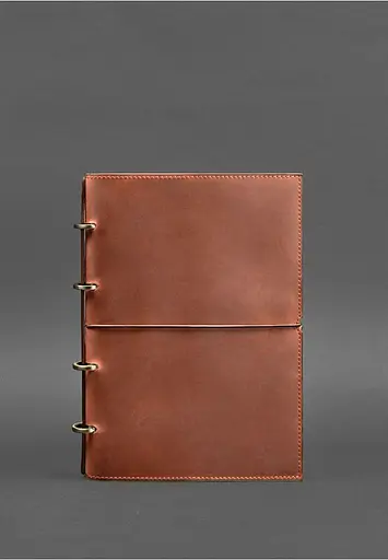 Шкіряний блокнот на кільцях (софт-бук А4, А5) 9.0 в м'якій світло-коричневій обкладинці - фото 2