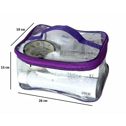 Комплект прозорих косметичок 2 шт (фіолетовий) - фото 5