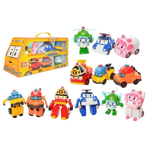 Набір Робокар Полі Ембер Хеллі  Рой Трансформер 6 героїв в наборі, коробка 38.5*14*18 см - фото 1