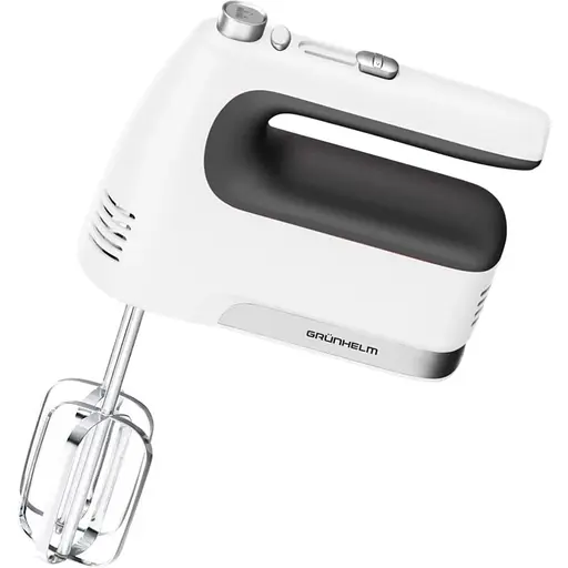 Ручний міксер Grunhelm GRM676 для дому 5 швидкостей 2 насадки Білий 400 Вт - фото 1