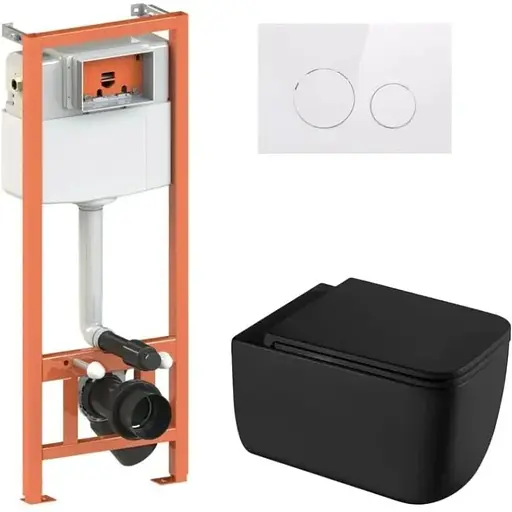 Набір Q-tap Nest 4 в 1 підвісний унітаз Gemini Ultra Quiet 530х365х373 + комплект інсталяції QT2533076EUQMB46168 - фото 1