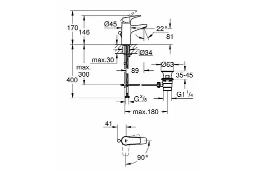 Змішувач для умивальника S-Size Grohe Start Flow 23769000 Хром - фото 3