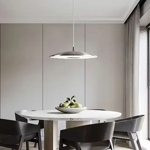Подвесной серебряный LED светильник ENOCH с нейтральным светом в 3-х размерах Line.F Диаметр 40см - фото 1