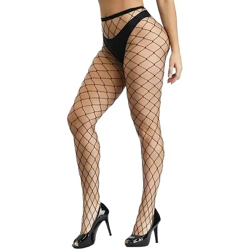 Сексуальные колготки JSY в очень большую сетку, Black - фото 3