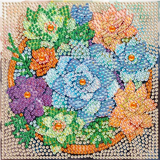 Алмазна мозаїка "Квіти" Brushme DM5004 з мольбертом 15х15 см - фото 1