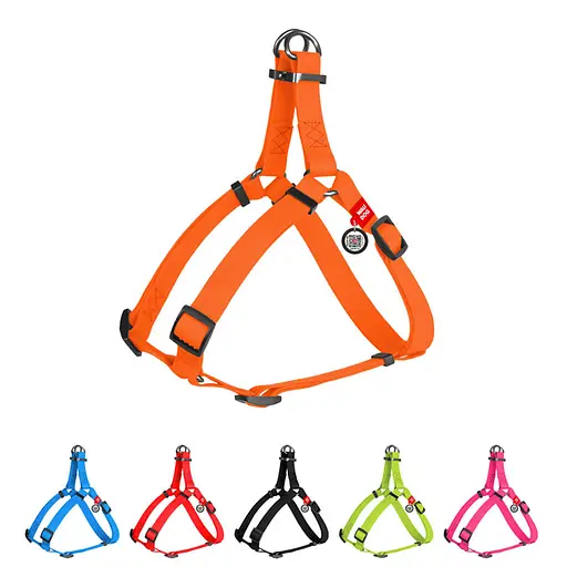 Шлея для собак водостійка Waudog Waterproof з QR-паспортом металічна пряжка-фастекс Ш 15 мм Д 40-55 см помаранчевий - фото 2